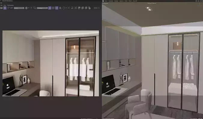 Modern Bedroom  Home Office Workspace Cinema 4D Redshift 3D model 7