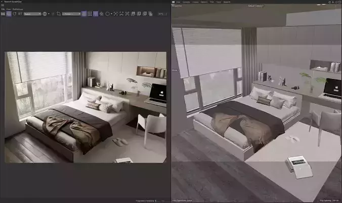 Modern Bedroom  Home Office Workspace Cinema 4D Redshift 3D model 3