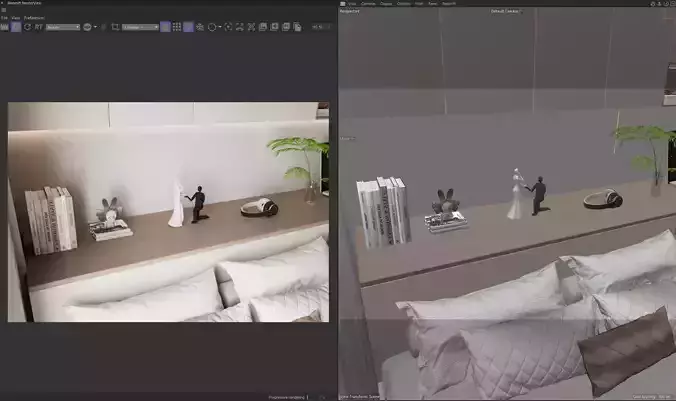 Modern Bedroom  Home Office Workspace Cinema 4D Redshift 3D model 4