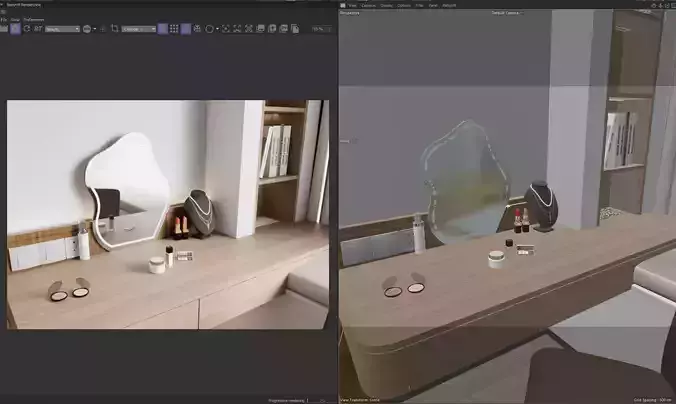 Japandi Style Modern Bedroom Interior  Cinema 4D  Redshift 3D model 5