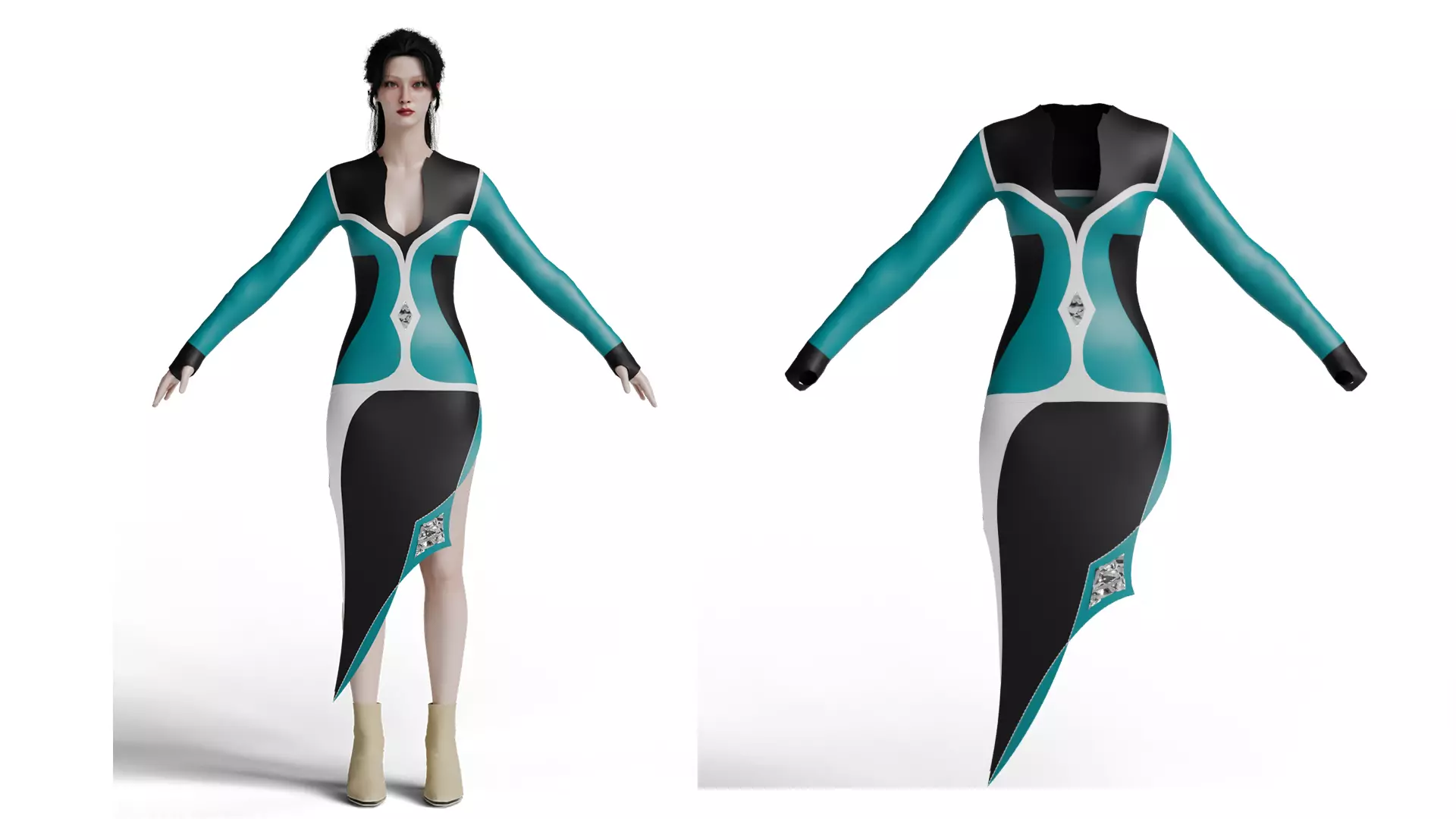 green emerald velvet dress Stylish Women's Futuristic Sci-Fi Printed Dress