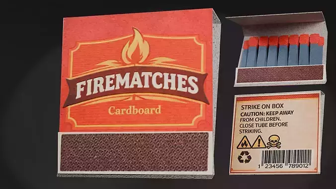 Low Poly Matchbook - Cardboard Matches Game Ready
