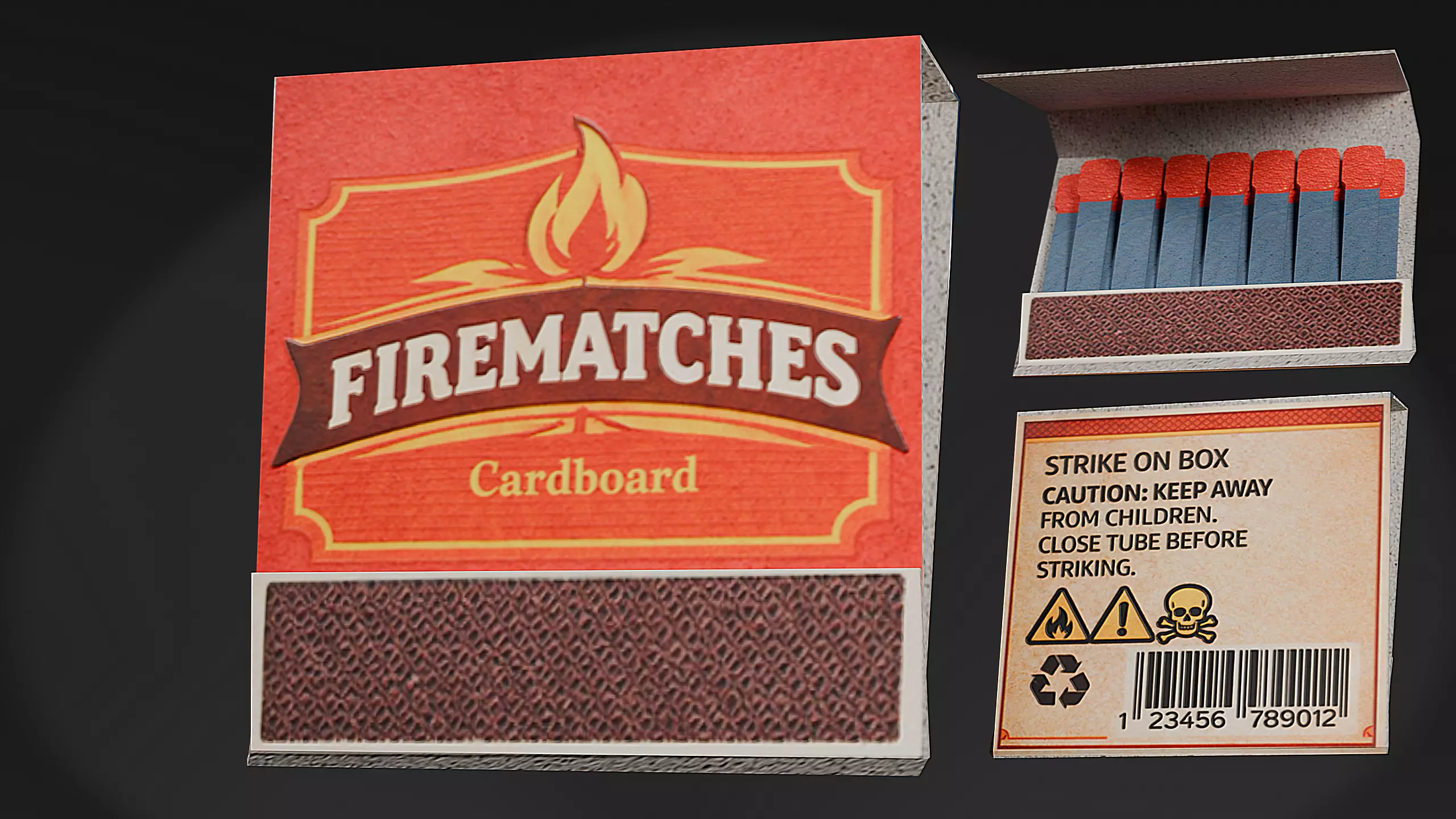 Low Poly Matchbook - Cardboard Matches Game Ready Low-poly 3D model