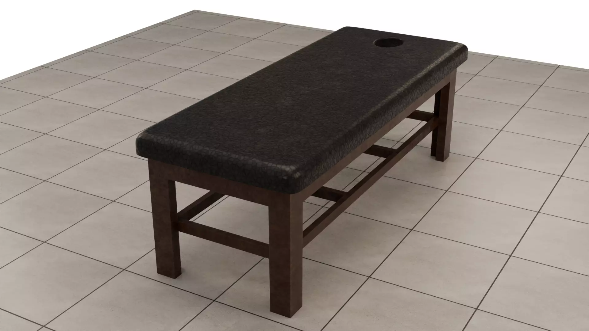 Simple High Res Wooden Flat Massage Table with Leather Top 3D model