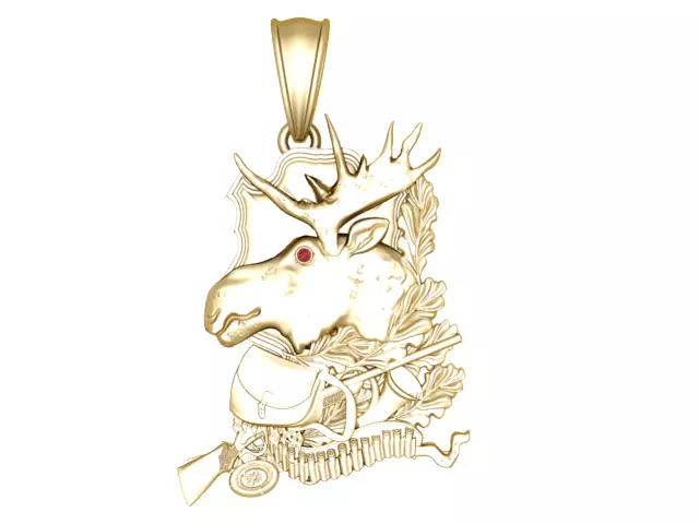 Majestic Deer Hunter Pendant with Rifle Compass 3D print model
