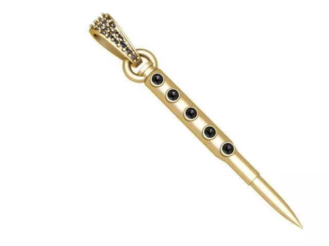 Bullet Bar Pendant with Black Diamond Accents Gold 3D print model