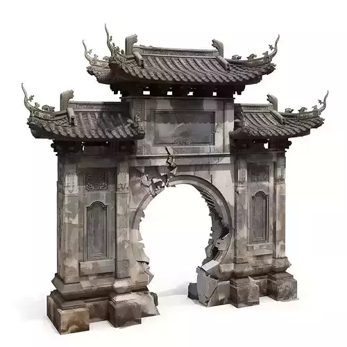 Collapsed Traditional Chinese Arch Gate 3D Model V04