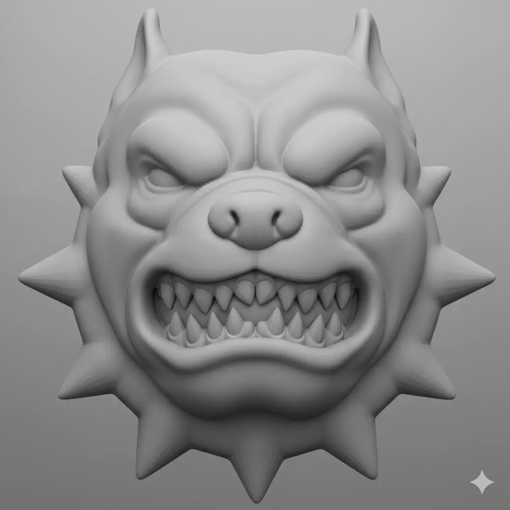 Angry Bulldog Spiked Pendant STL OBJ Hip Hop Dog Jewelry 3D print model
