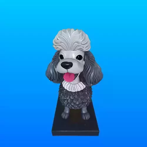 3563  Laughing Poodle Totem   Full Body  Color  3D   STL