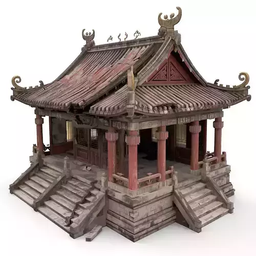 Classical Chinese Temple Ruin 3D Asset V03