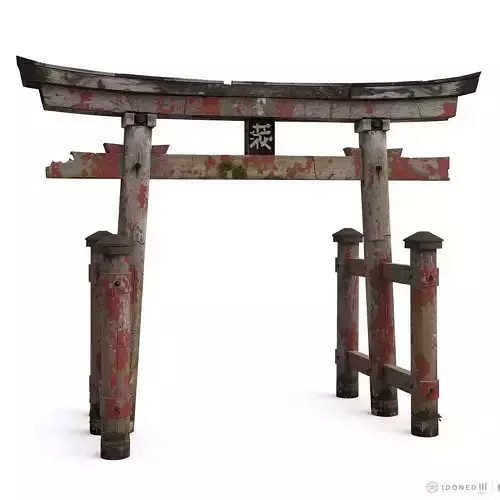 Broken Japanese Torii Gate 3D Model V01