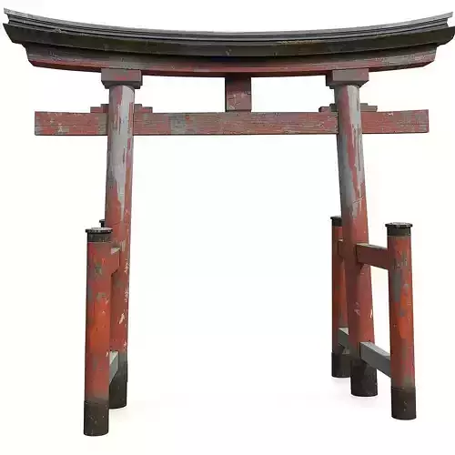 Broken Japanese Torii Gate 3D Model V02