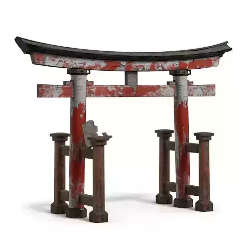 Broken Japanese Torii Gate 3D Model V03