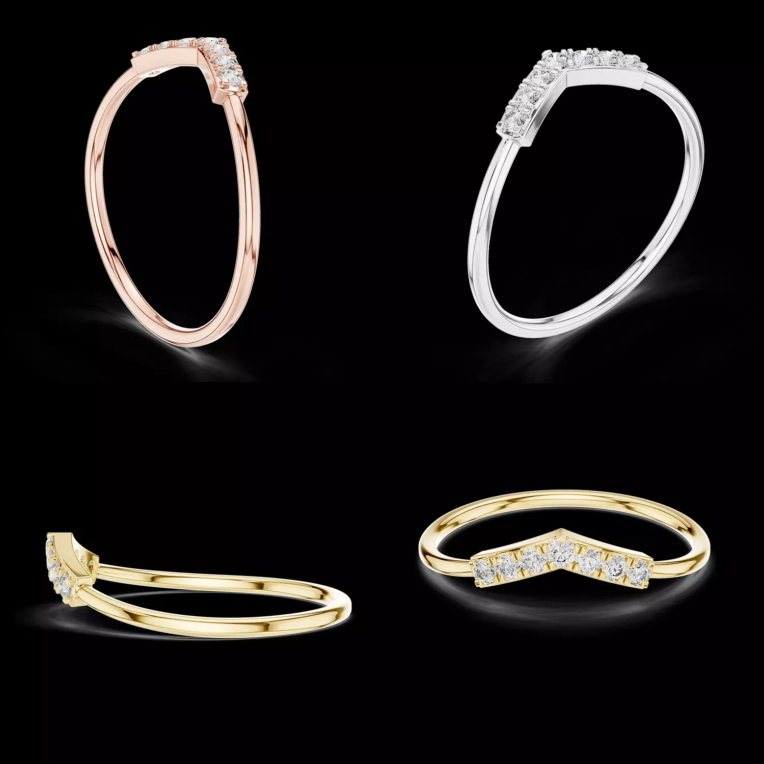 Chevron Diamond Band Ring 3D Model STL 3D print model