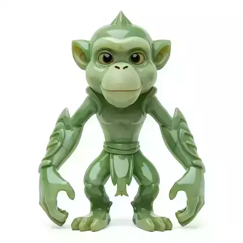 Stylized Jade Monkey 3D Character V02
