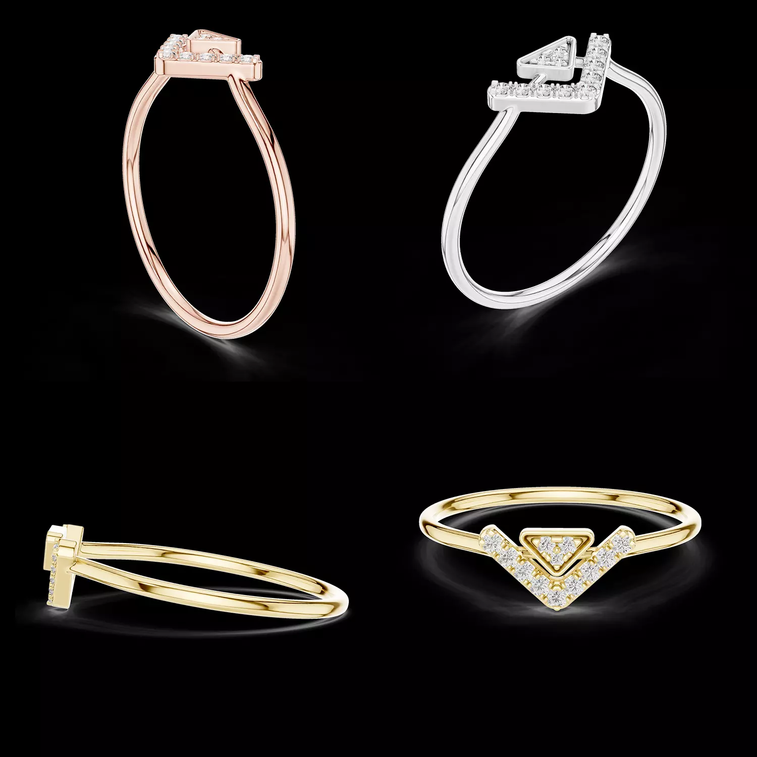 Double Chevron Diamond Ring 3D Model STL 3D print model