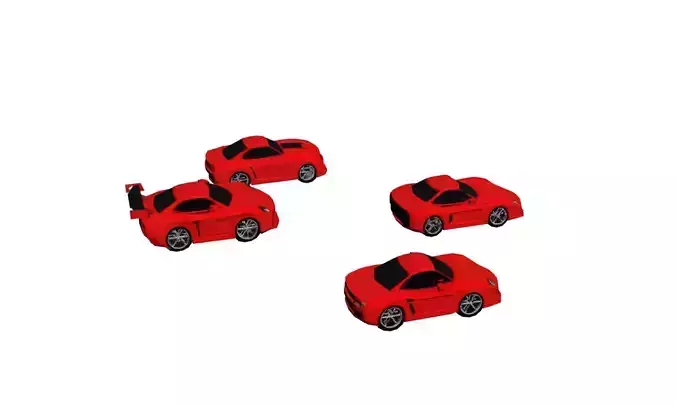 Low Poly Sports Car Pack 4 Models Stylized Racing Vehicle Set Low-poly 3D model 5
