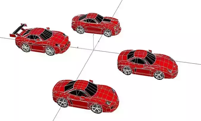 Low Poly Sports Car Pack 4 Models Stylized Racing Vehicle Set Low-poly 3D model 6