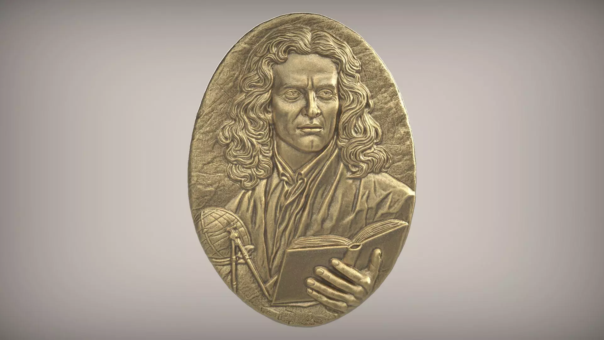 Isaac Newton Bas Relief Portrait 3D print model