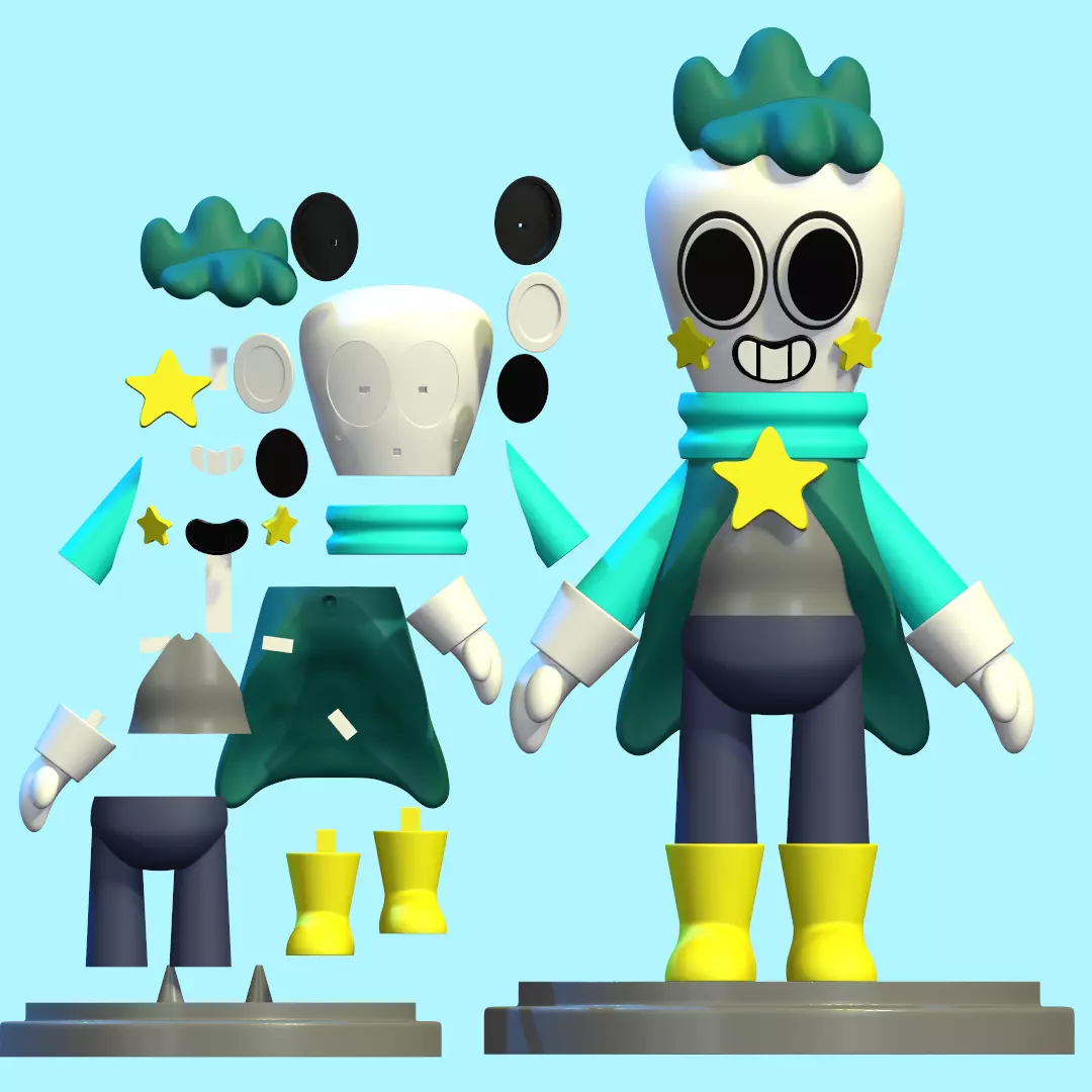 Dandys world Sprout Star STL Multipart 3D Model 3D print model