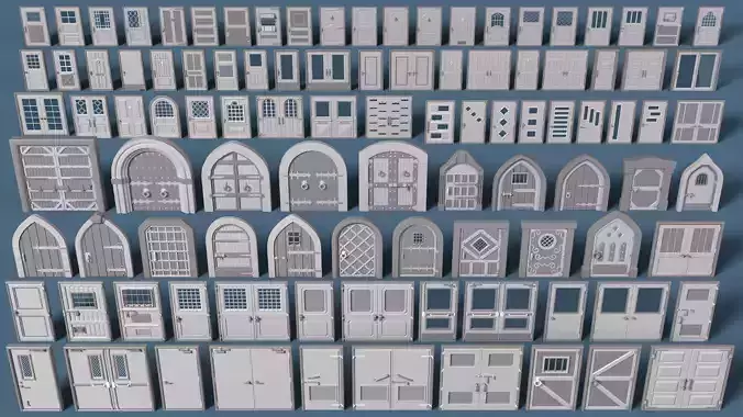 Doors Collection - 101 pieces Low-poly 3D model