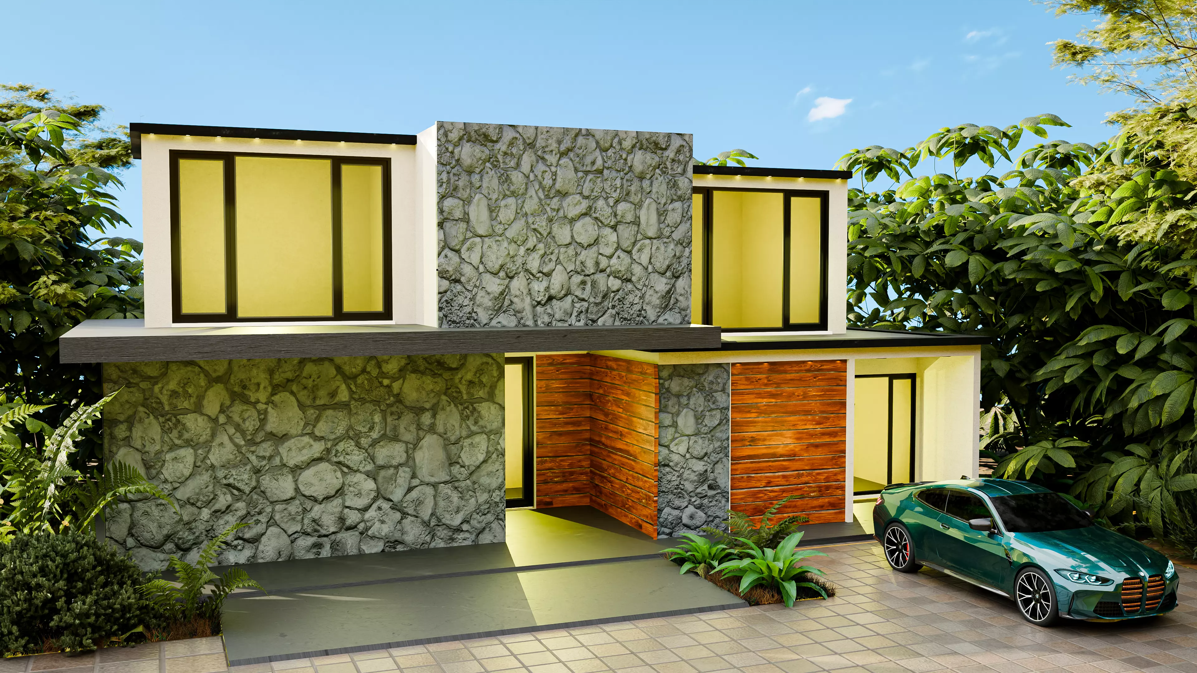 3D Luxury House - Exterior Visualization Scene Low-poly 3D model