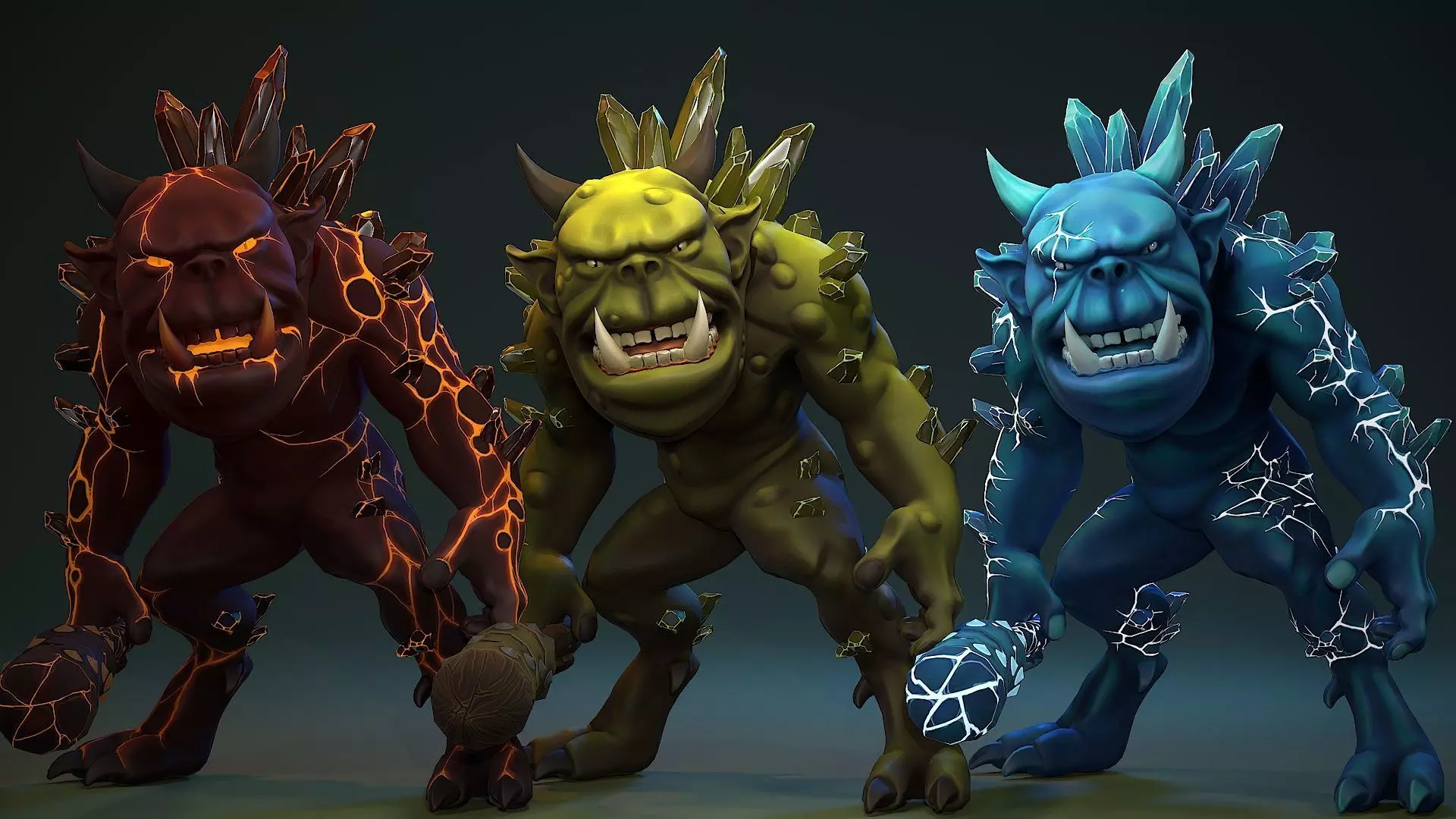 Stylized Crystal Ogre Low-poly 3D model