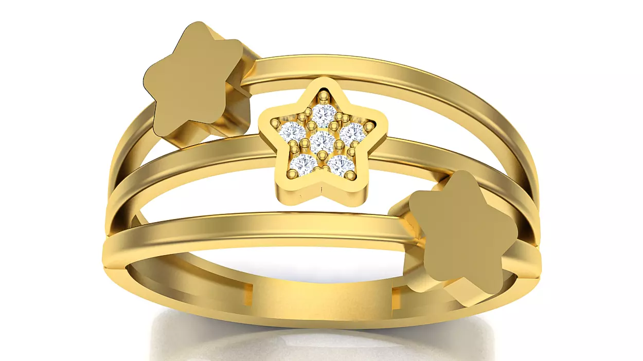 Open Triple Star Ring Ready for Production CAD CJRCTO-118 3D print model
