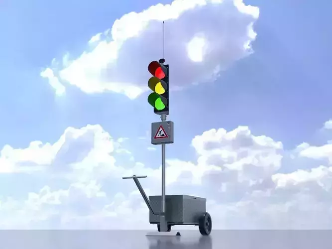 Mobile Construction-Site Traffic-Light High-Poly Version