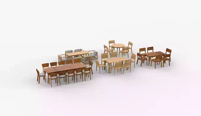 dining table set 02 3D model 4