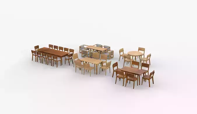 dining table set 02 3D model 5