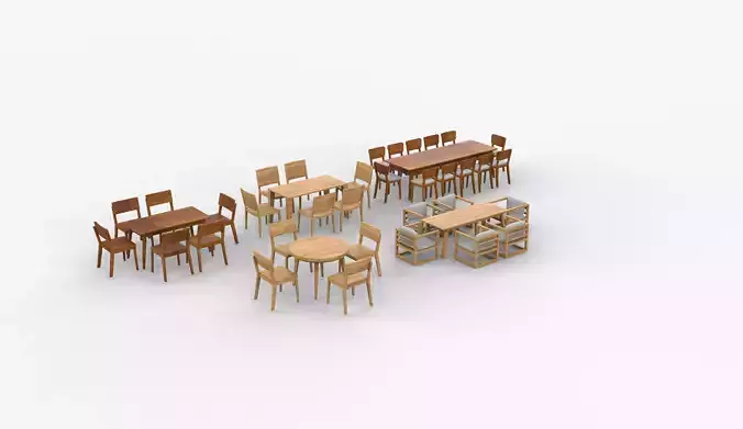 dining table set 02 3D model