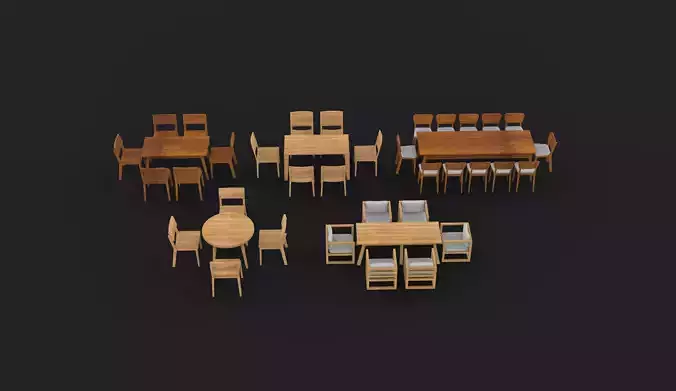 dining table set 02 3D model 6
