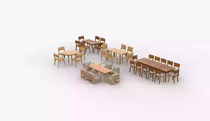 dining table set 02 3D model 3