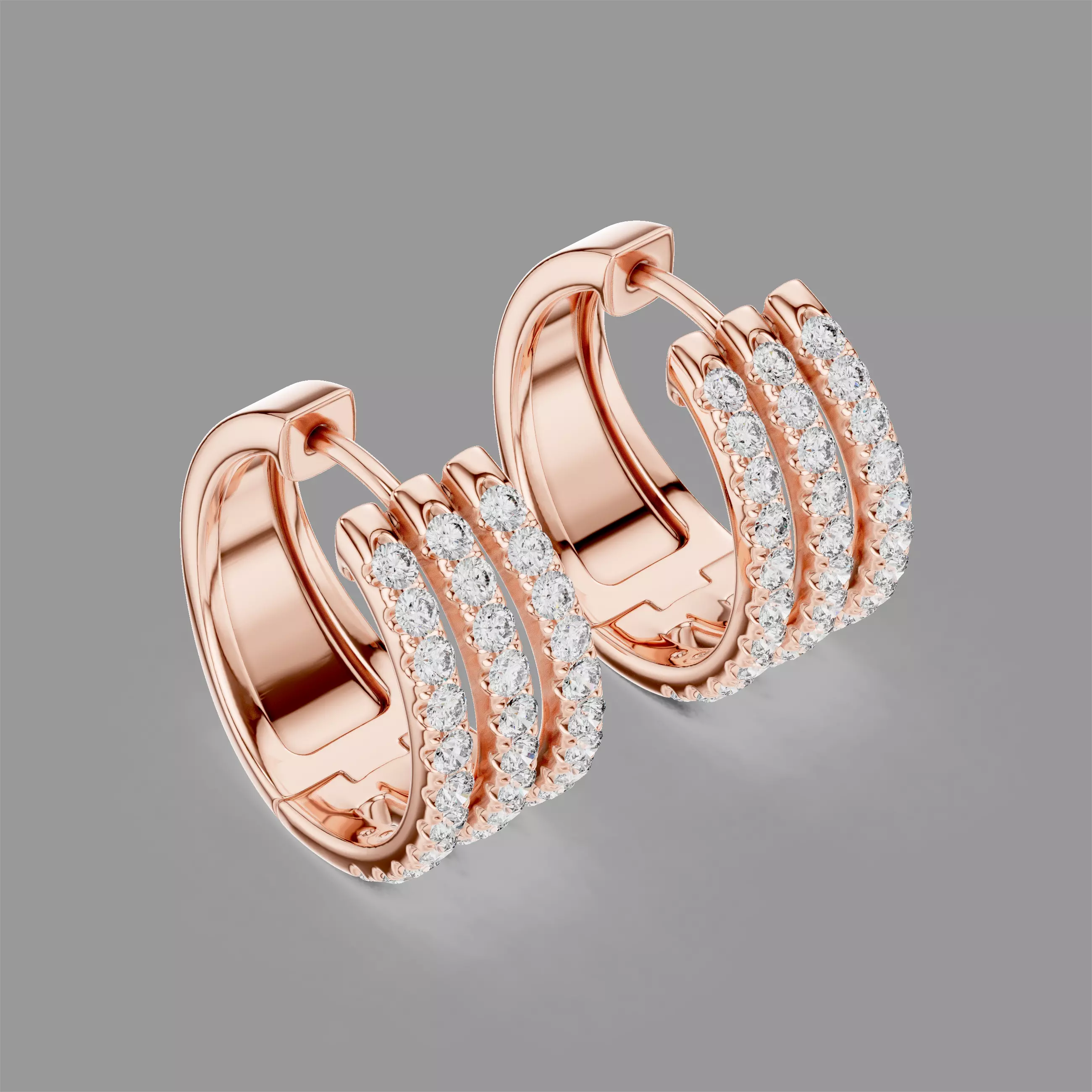 Diamond Hoops Earrings 3D print model