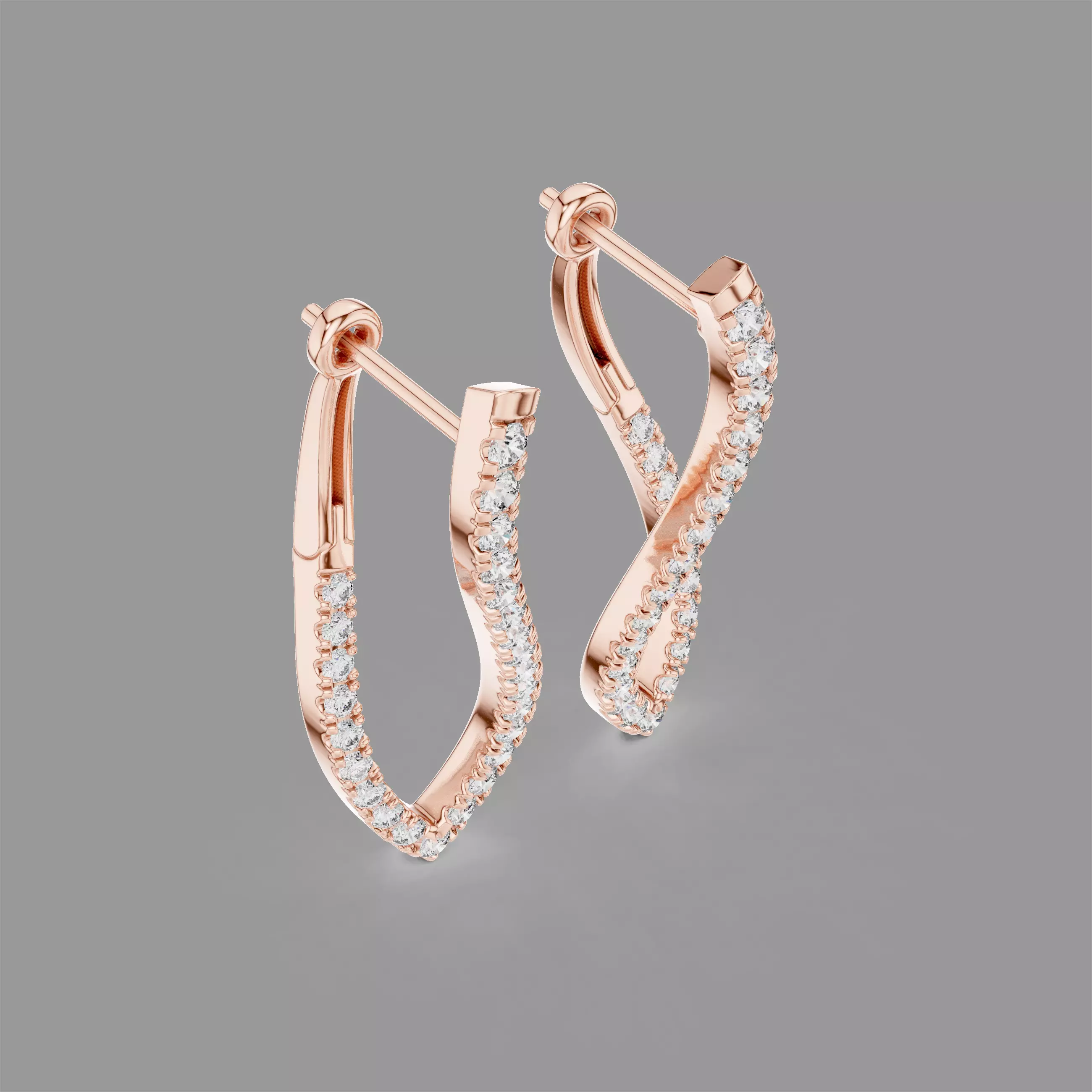 Diamond Hoops Earrings 3D print model