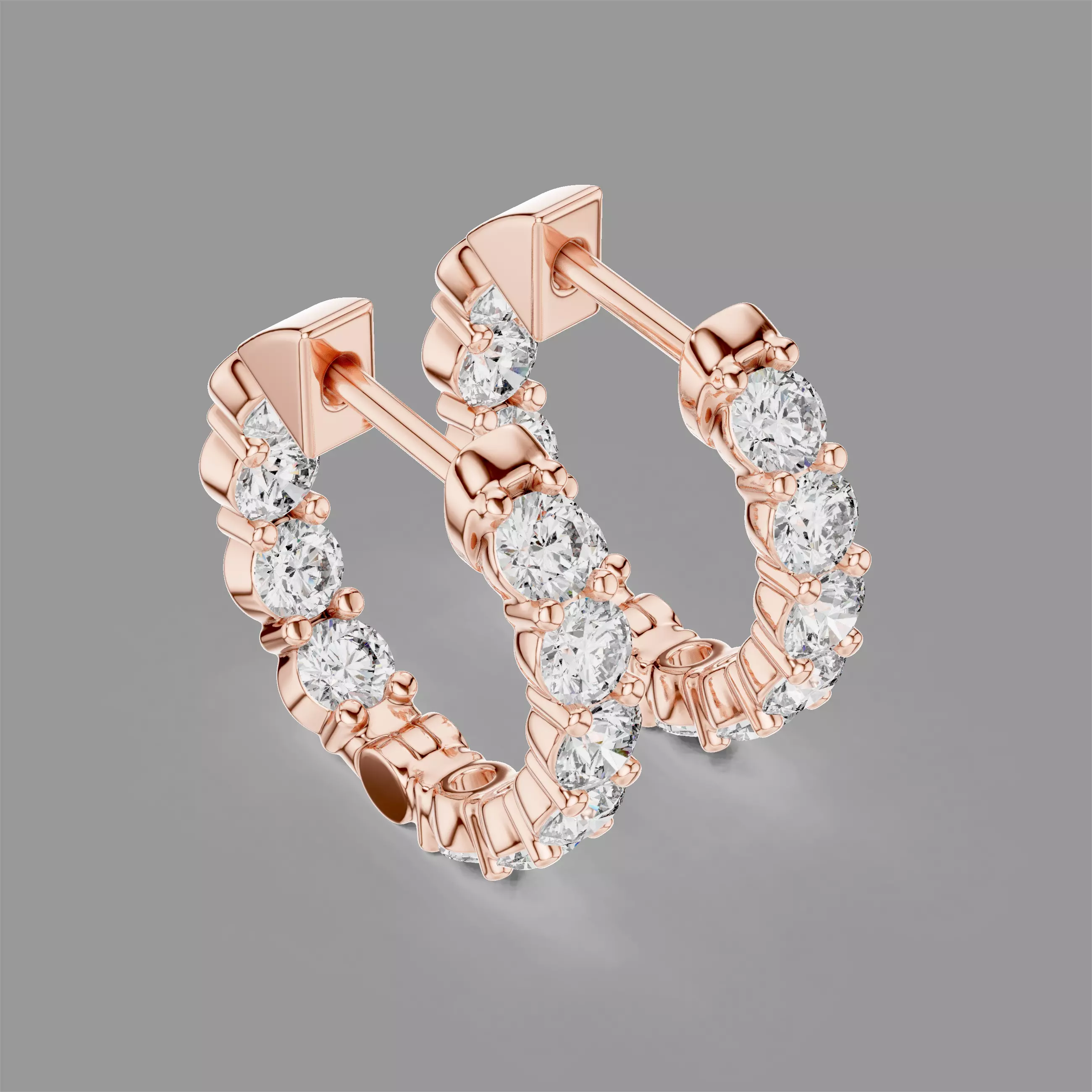 Diamond Hoops Earrings 3D print model