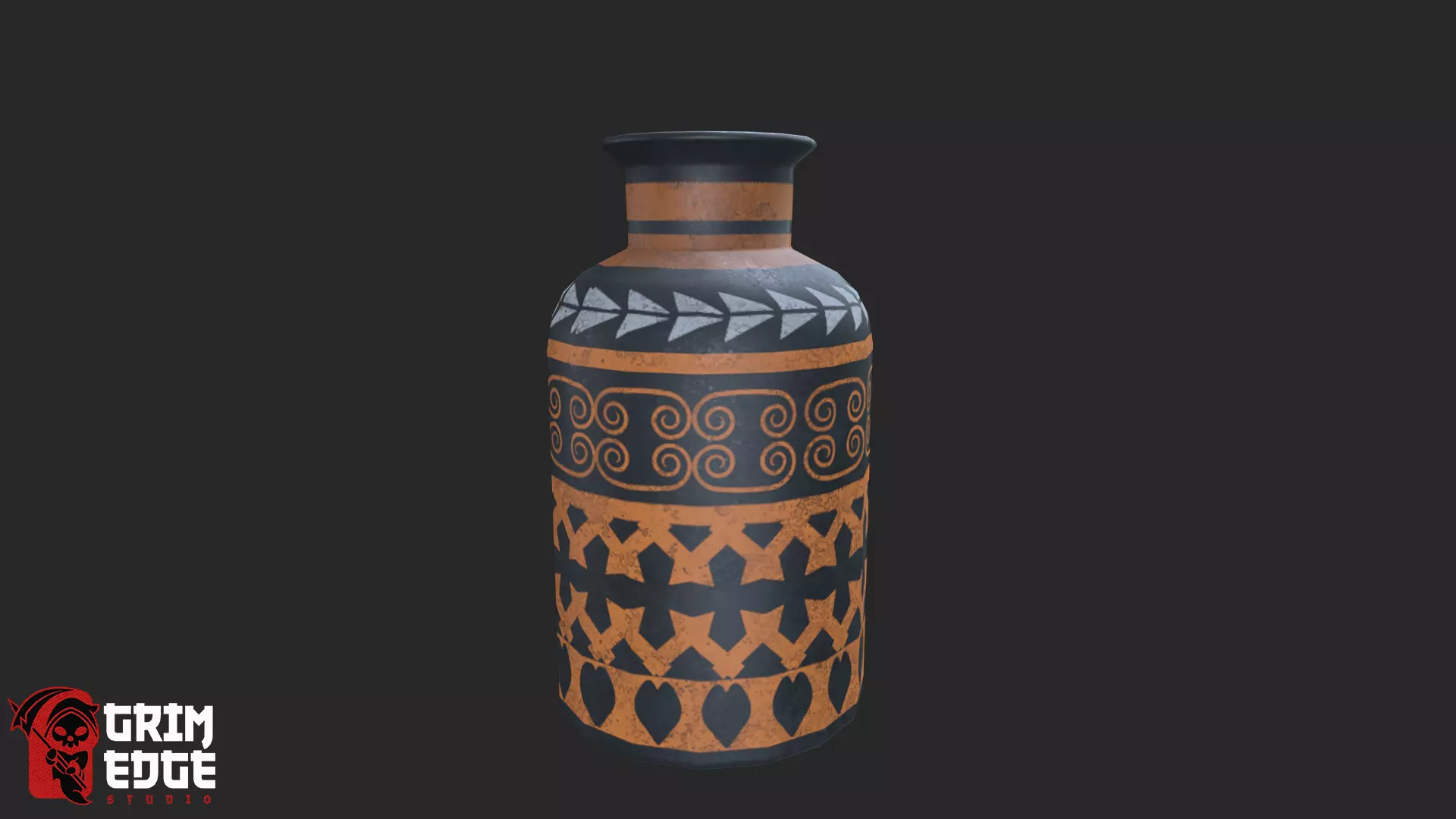 Decorative Tribal Clay Pot Low-poly 3D model