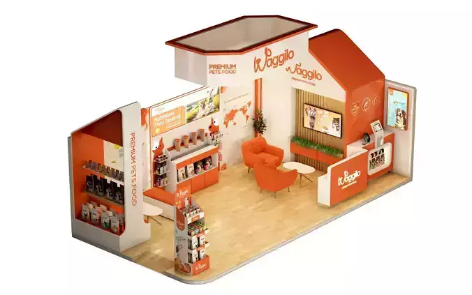 Premium Pet Food Exhibition Stand Design 3D model 4