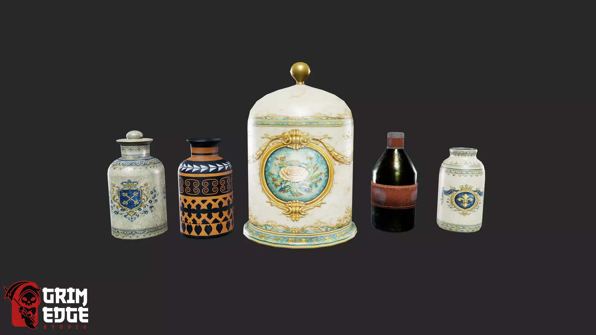 Royal Rustic and Fantasy Pot Pack Low-poly 3D model