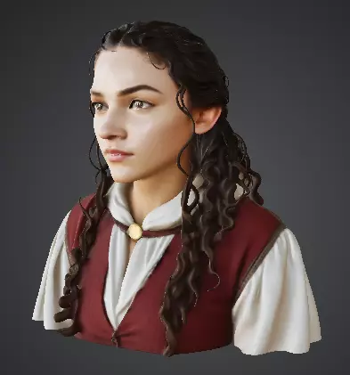 Eldra High Resolution Medieval Female Bust 3D model