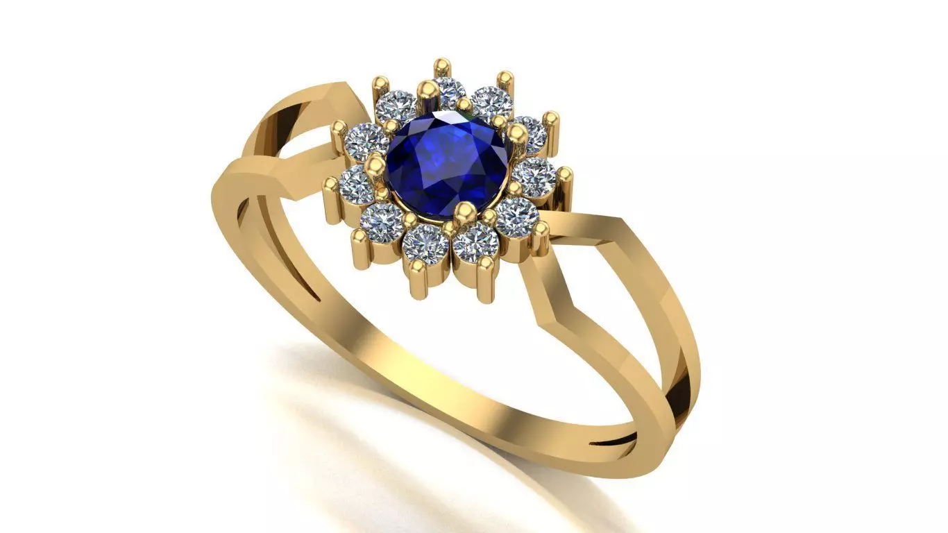 Graduation Ring with Diamond Halo and Psychology Symbol 3D print model