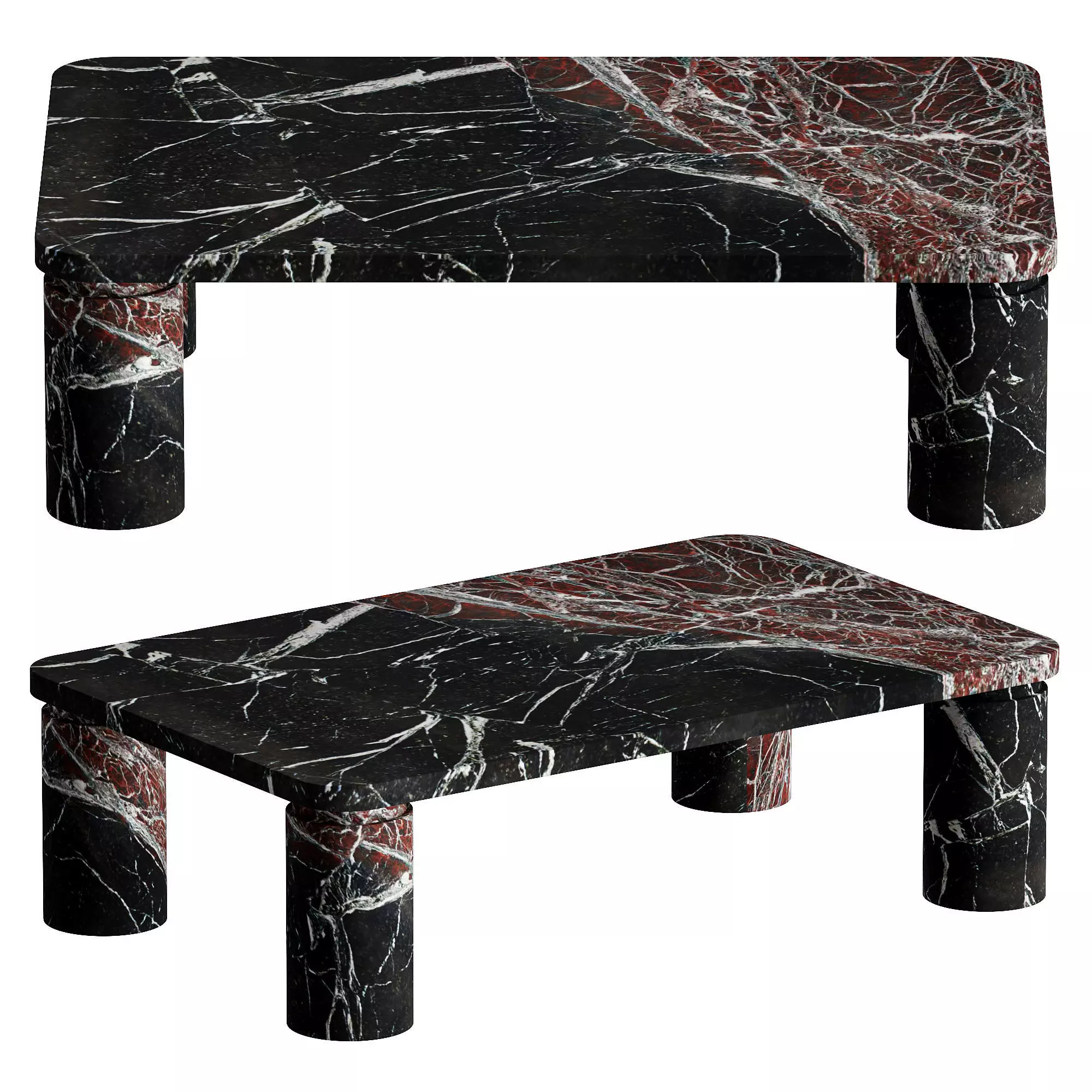 Soho Home Carter Coffee Table Rosso Levanto Marble 3D model