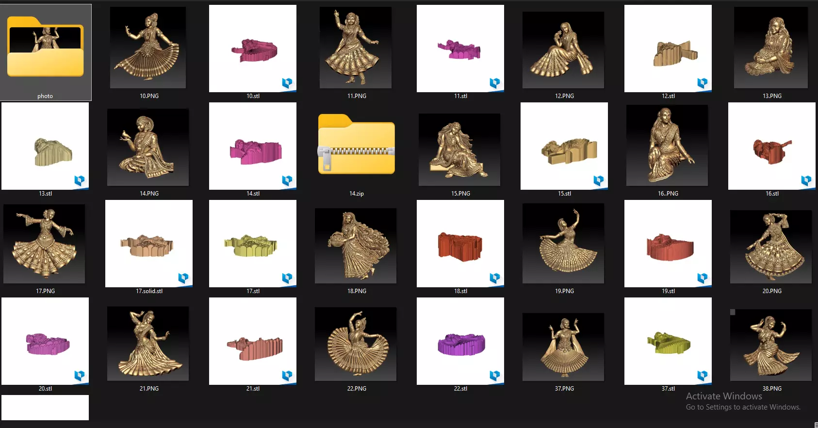 15 pis Indian Female 3D Model Dancing Pose 3D print model