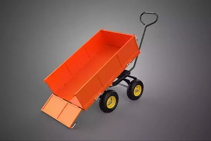 WASTE GARBAGE RUBBISH TRASH JUNK TRAILER DUMP CART WAGON TROLLEY 3D model