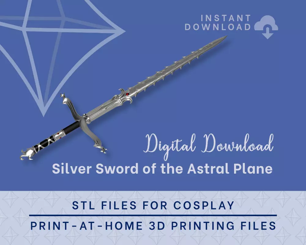 Laezel Silver Sword STL Files Baldurs Gate 3 Cosplay 3D print model