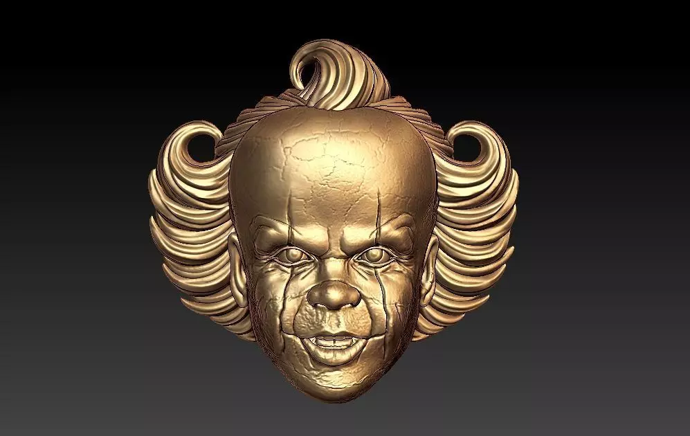 Penny Wise Scary Clown Head STL OBJ Hip Hop Jewelry 3D print model