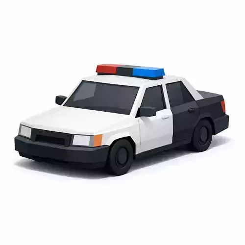 Low Poly Police Car City Vehicle Model PBR Texture