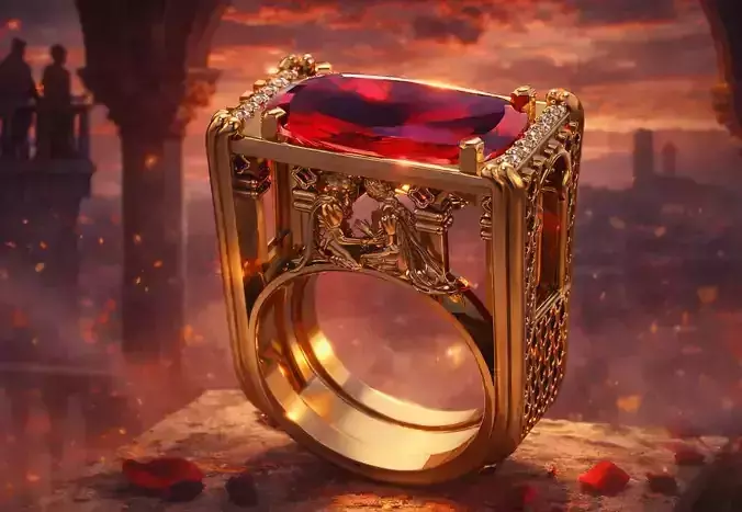 Romeo and Juliet Ember Ring jewelry 3D model - for Her
