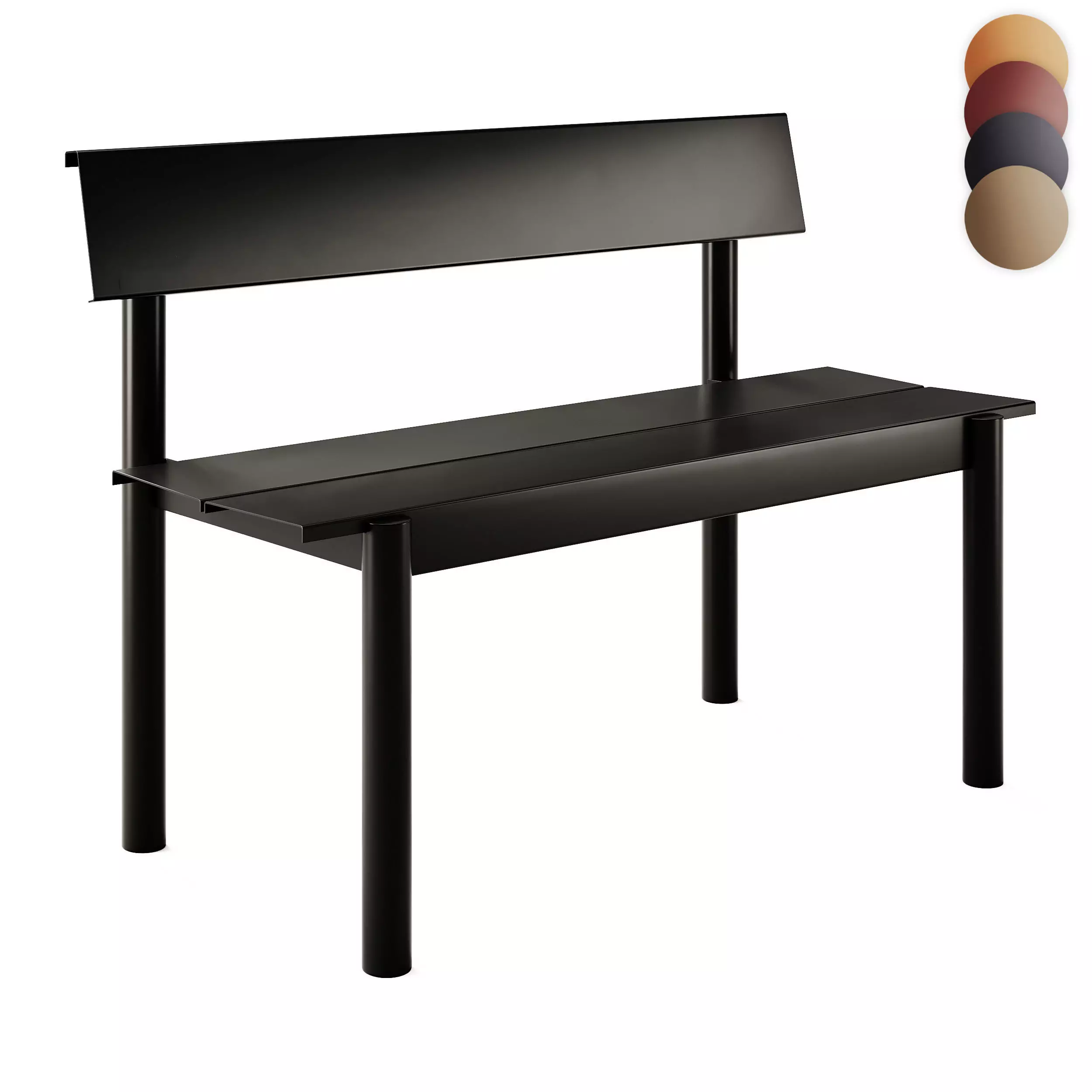 Muuto Linear Steel Bench with Backrest 3D model